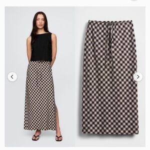 Gap Linen Blend Gingham Midi Skirt EUC